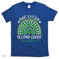 One Lucky Second Grade Teacher St Patricks Day Funny Rainbow T-Shirt thumb 0