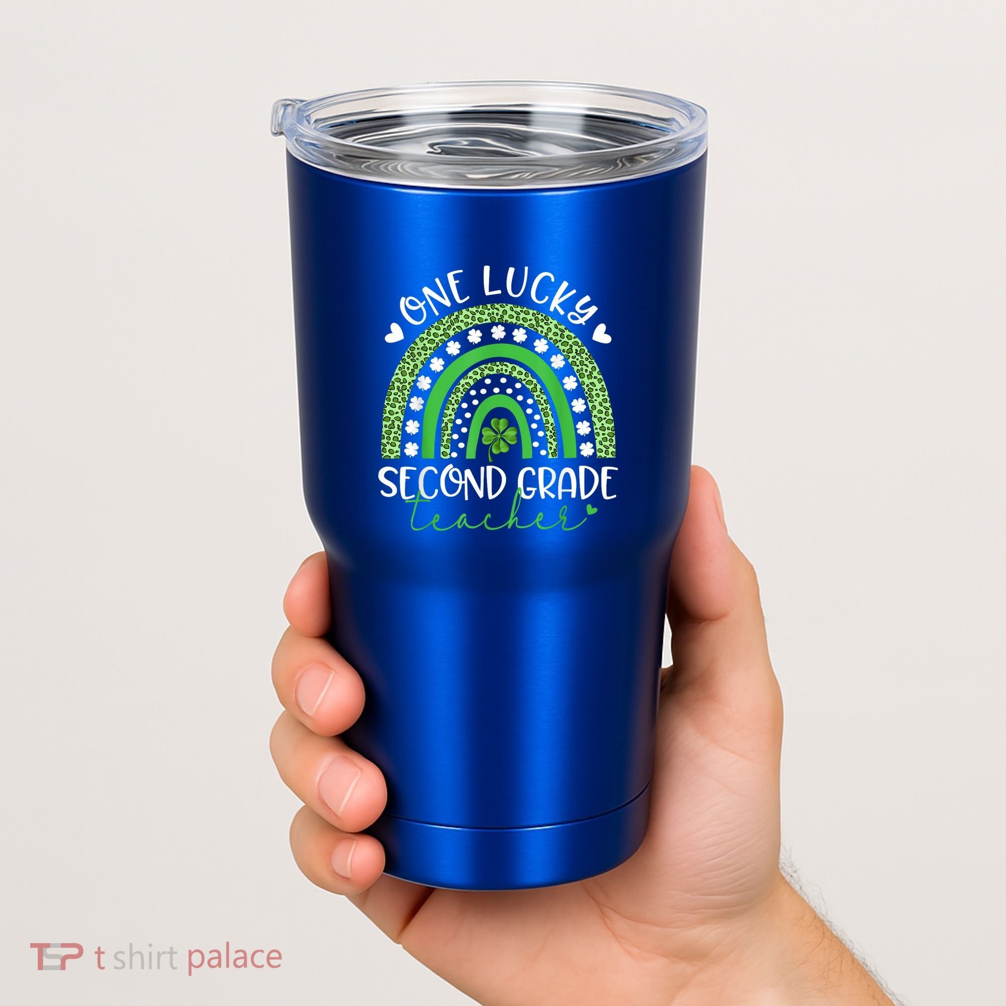 One Lucky Second Grade Teacher St Patricks Day Funny Rainbow Tumbler