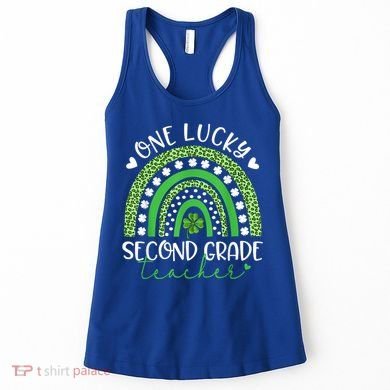 One Lucky Second Grade Teacher St Patricks Day Funny Rainbow Women's Tank Top