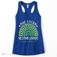 One Lucky Second Grade Teacher St Patricks Day Funny Rainbow Women's Tank Top thumb 0