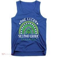 One Lucky Second Grade Teacher St Patricks Day Funny Rainbow Tank Top thumb 0