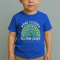 One Lucky Second Grade Teacher St Patricks Day Funny Rainbow Toddler T-Shirt thumb 2