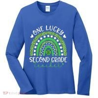 One Lucky Second Grade Teacher St Patricks Day Funny Rainbow Women's Long Sleeve Shirt thumb 0