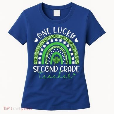One Lucky Second Grade Teacher St Patricks Day Funny Rainbow Women's T-Shirt