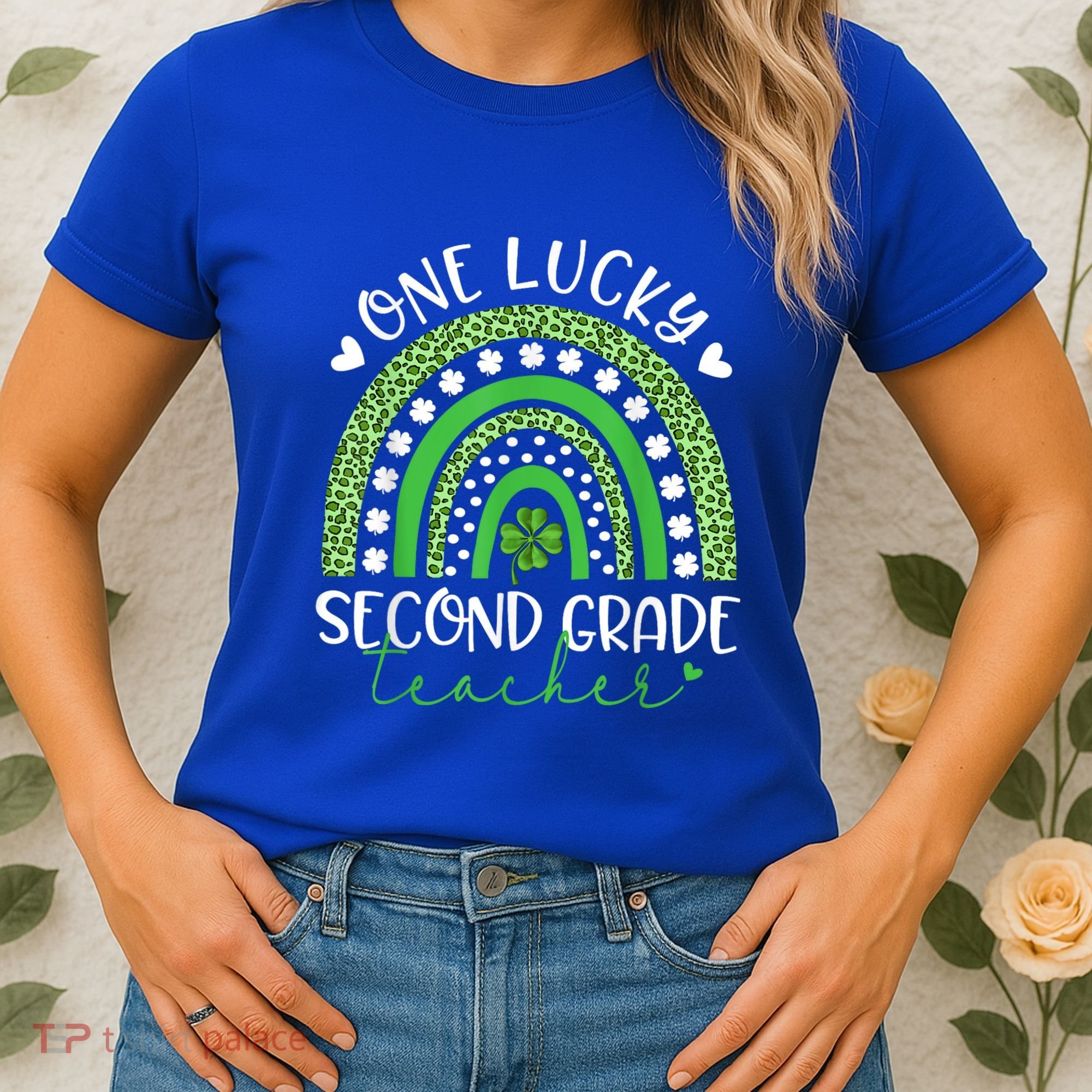 One Lucky Second Grade Teacher St Patricks Day Funny Rainbow Women's T-Shirt