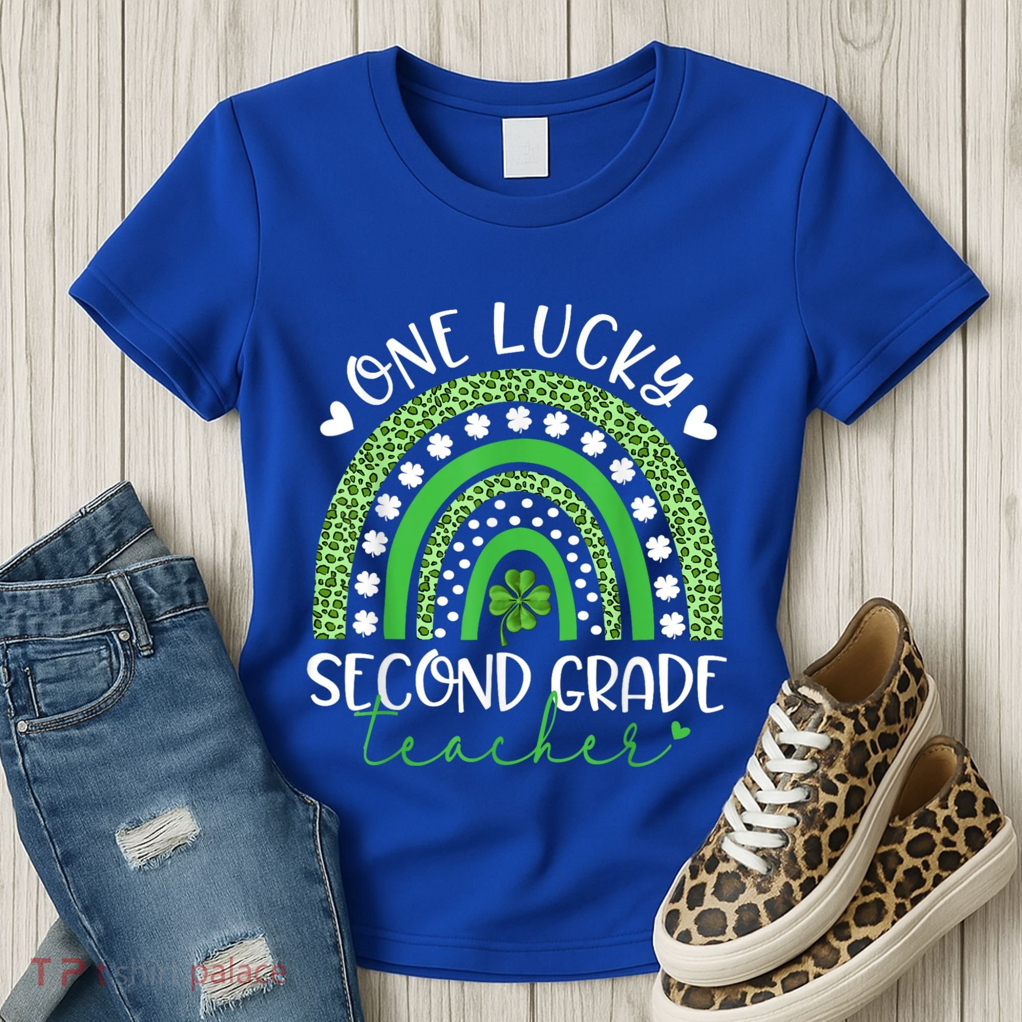 One Lucky Second Grade Teacher St Patricks Day Funny Rainbow Women's T-Shirt