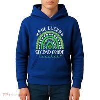 One Lucky Second Grade Teacher St Patricks Day Funny Rainbow Kids Hoodie thumb 4