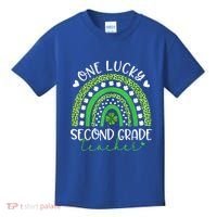 One Lucky Second Grade Teacher St Patricks Day Funny Rainbow Kids T-Shirt thumb 0