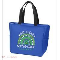 One Lucky Second Grade Teacher St Patricks Day Funny Rainbow Tote Bag thumb 3