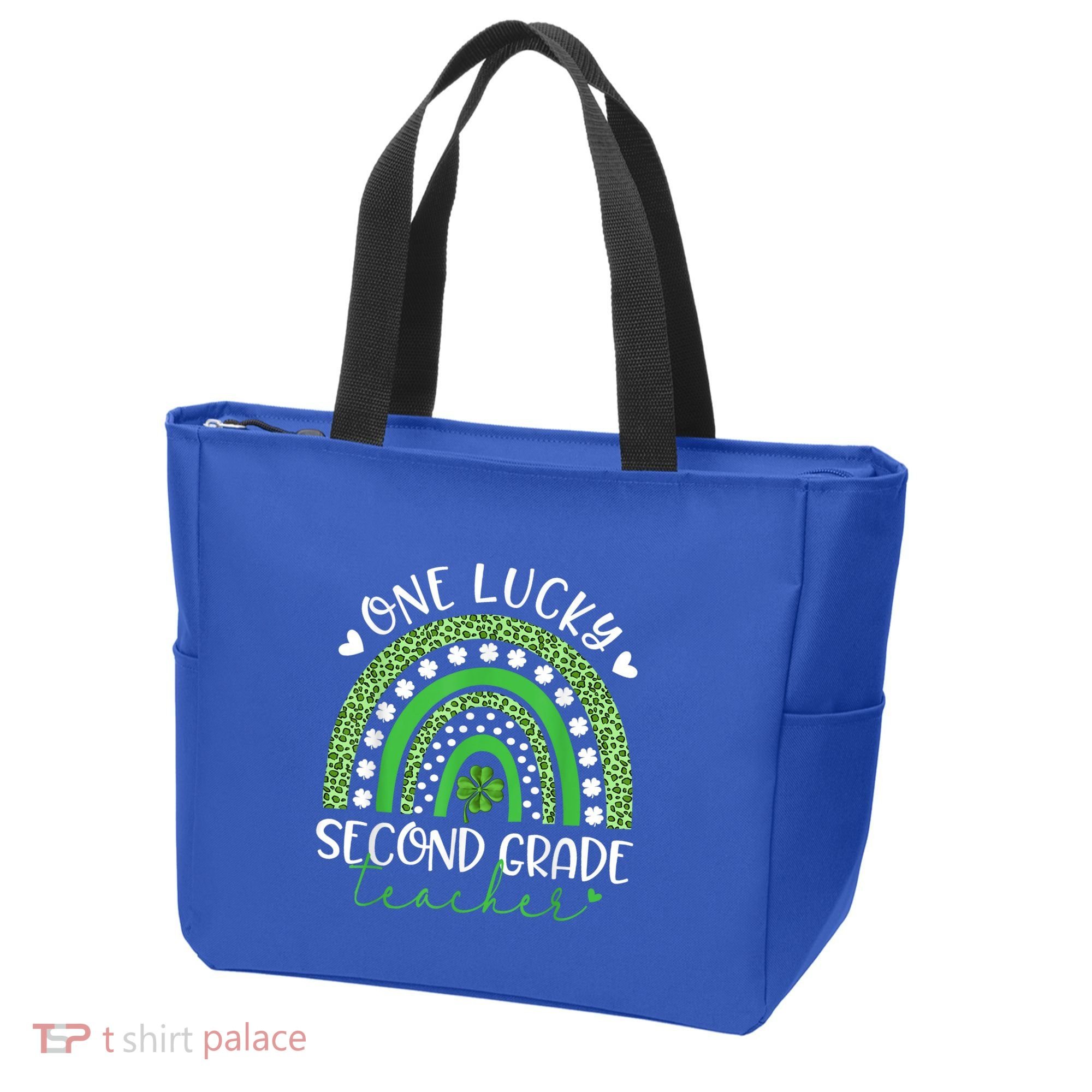 One Lucky Second Grade Teacher St Patricks Day Funny Rainbow Tote Bag