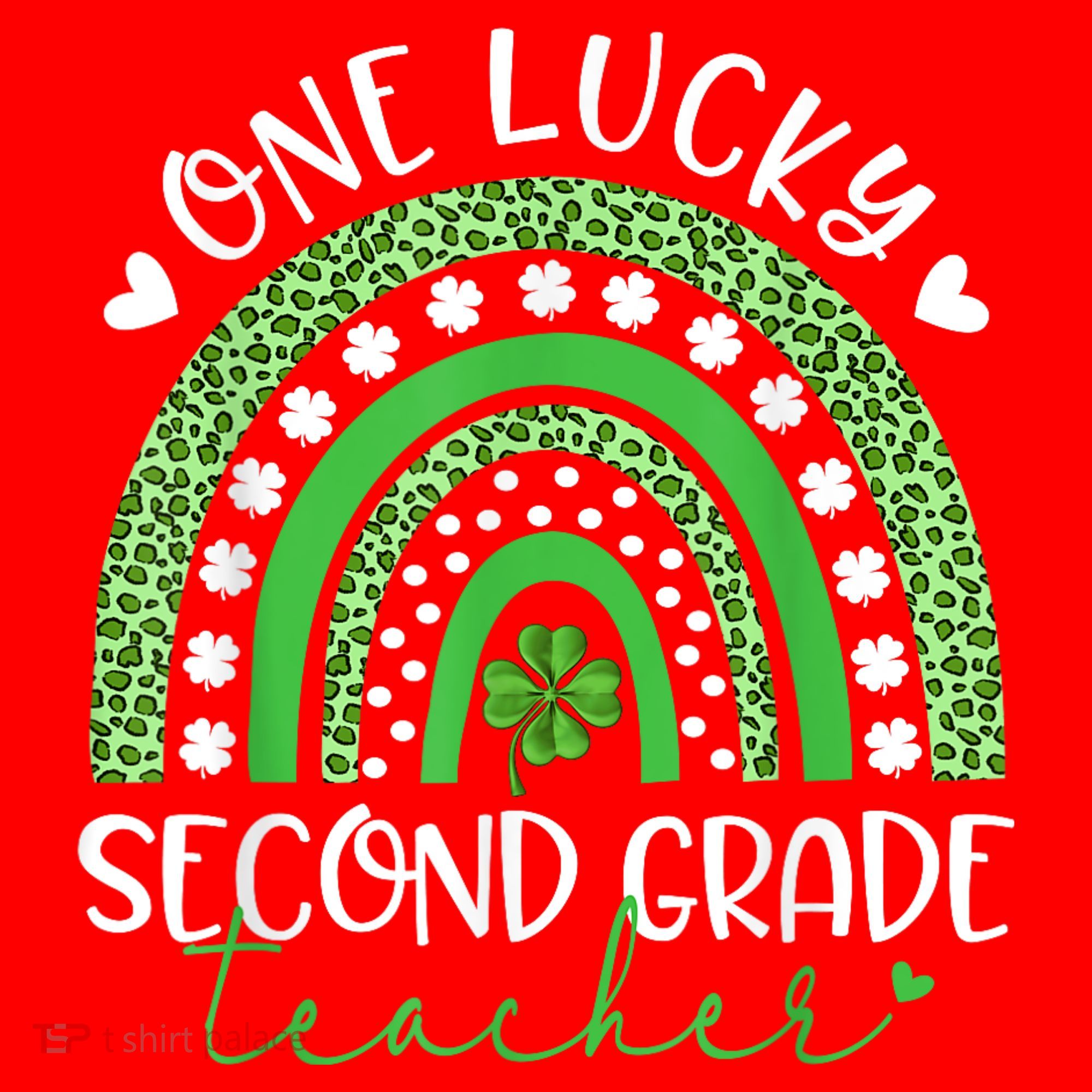 One Lucky Second Grade Teacher St Patricks Day Funny Rainbow Santa Hat