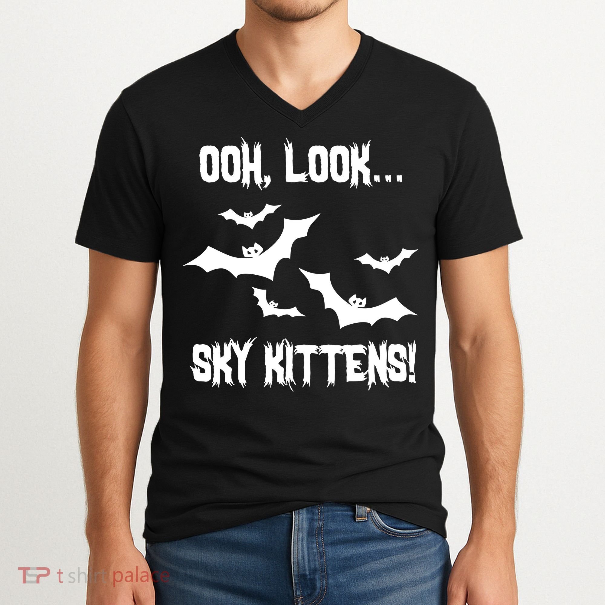 OOh Look... Sky Kittens Funny V-Neck T-Shirt