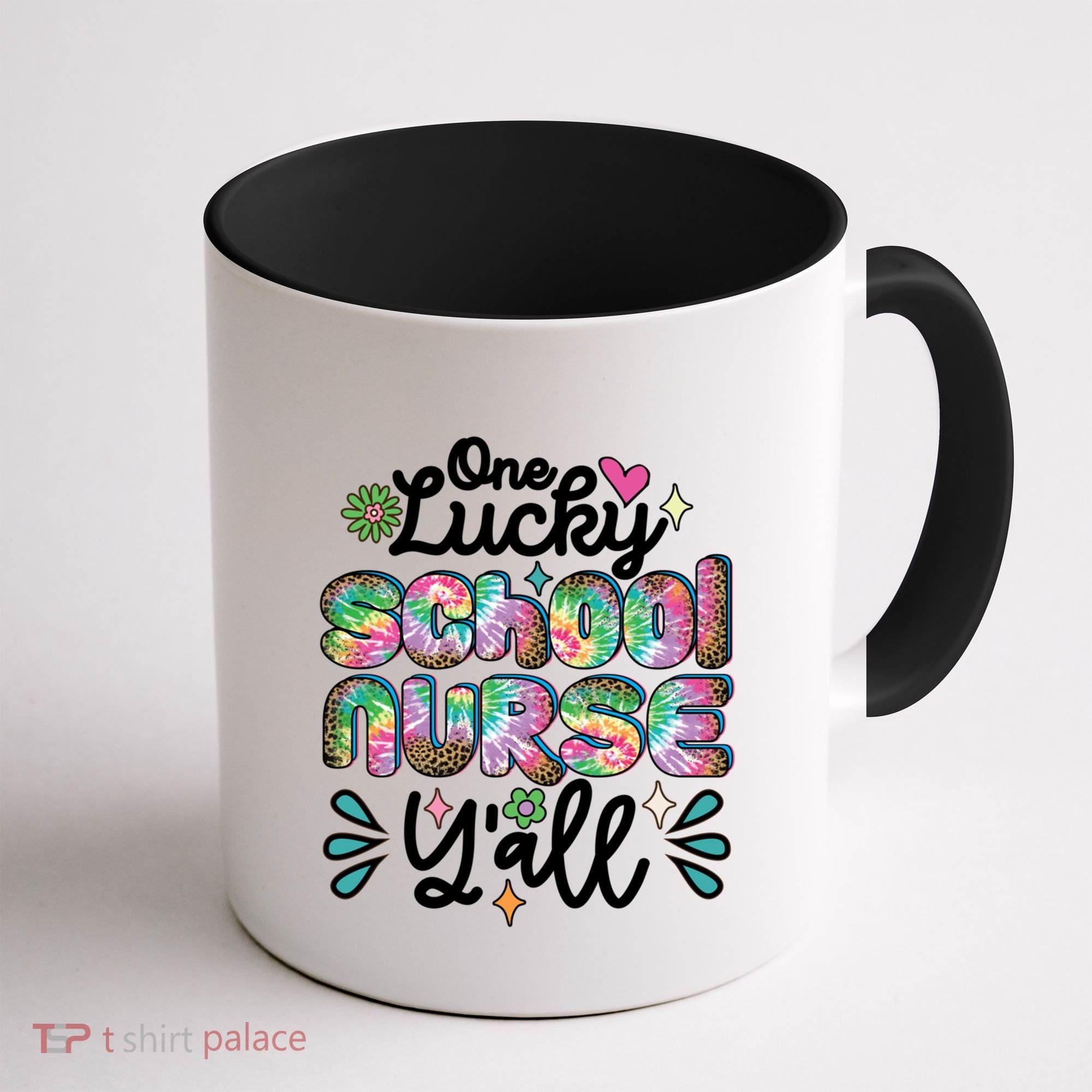 One Lucky School Nurse YAll Leopard Tie Dye Back To School Funny Gift Coffee Mug