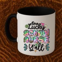 One Lucky School Nurse YAll Leopard Tie Dye Back To School Funny Gift Coffee Mug thumb 2