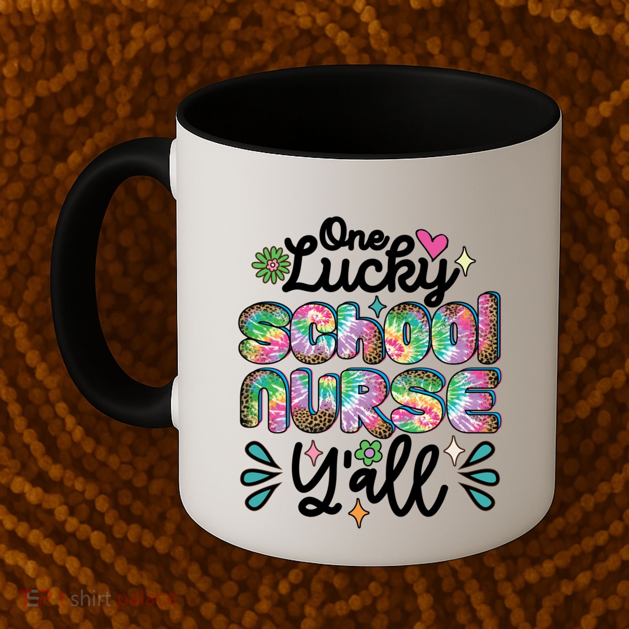 One Lucky School Nurse YAll Leopard Tie Dye Back To School Funny Gift Coffee Mug