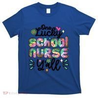 One Lucky School Nurse YAll Leopard Tie Dye Back To School Funny Gift T-Shirt thumb 0