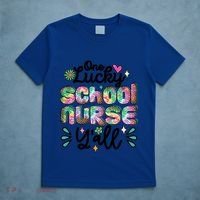 One Lucky School Nurse YAll Leopard Tie Dye Back To School Funny Gift T-Shirt thumb 5