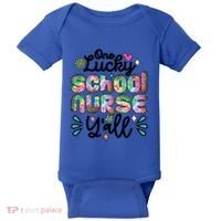 One Lucky School Nurse YAll Leopard Tie Dye Back To School Funny Gift Baby Bodysuit thumb 0