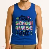 One Lucky School Nurse YAll Leopard Tie Dye Back To School Funny Gift Tank Top thumb 3