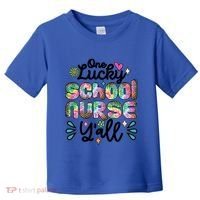 One Lucky School Nurse YAll Leopard Tie Dye Back To School Funny Gift Toddler T-Shirt thumb 0