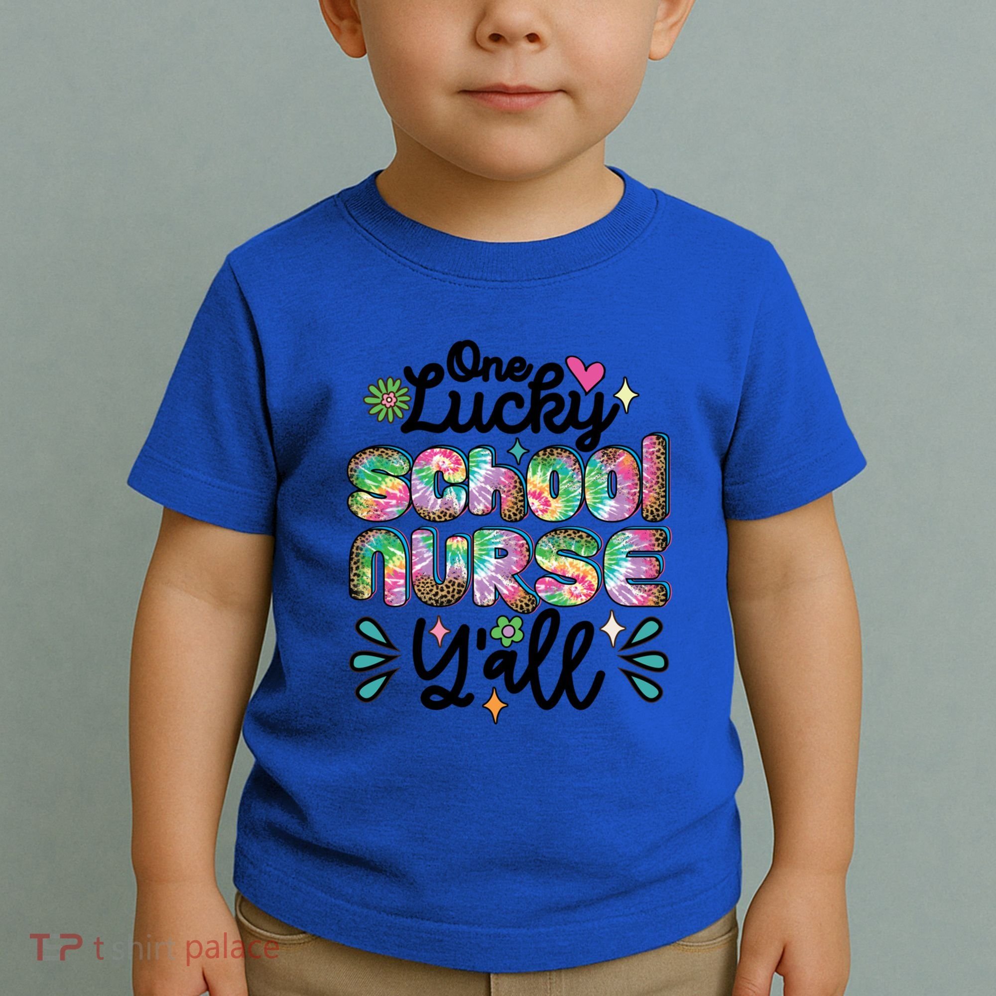 One Lucky School Nurse YAll Leopard Tie Dye Back To School Funny Gift Toddler T-Shirt