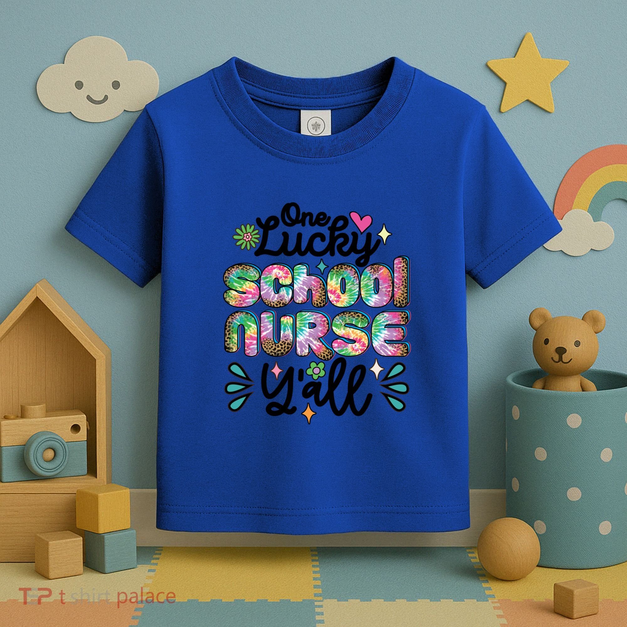 One Lucky School Nurse YAll Leopard Tie Dye Back To School Funny Gift Toddler T-Shirt