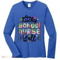 One Lucky School Nurse YAll Leopard Tie Dye Back To School Funny Gift Women's Long Sleeve Shirt thumb 0