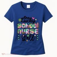 One Lucky School Nurse YAll Leopard Tie Dye Back To School Funny Gift Women's T-Shirt thumb 0