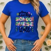 One Lucky School Nurse YAll Leopard Tie Dye Back To School Funny Gift Women's T-Shirt thumb 2