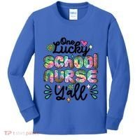 One Lucky School Nurse YAll Leopard Tie Dye Back To School Funny Gift Kids Long Sleeve Shirt thumb 0