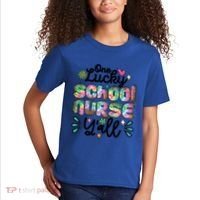 One Lucky School Nurse YAll Leopard Tie Dye Back To School Funny Gift Kids T-Shirt thumb 2