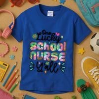 One Lucky School Nurse YAll Leopard Tie Dye Back To School Funny Gift Kids T-Shirt thumb 3