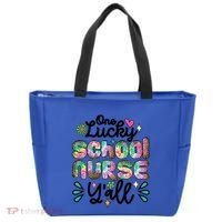 One Lucky School Nurse YAll Leopard Tie Dye Back To School Funny Gift Tote Bag thumb 0