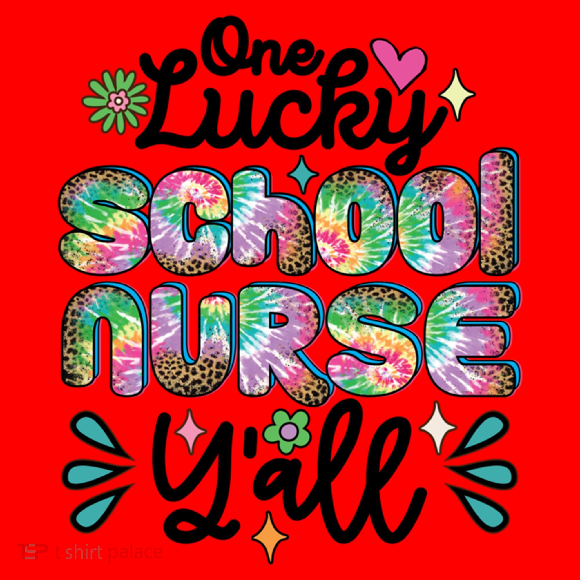 One Lucky School Nurse YAll Leopard Tie Dye Back To School Funny Gift Santa Hat