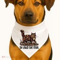 Oh Lawd She Feral Tortoiseshell Cat USA-Made Doggie Bandana thumb 1