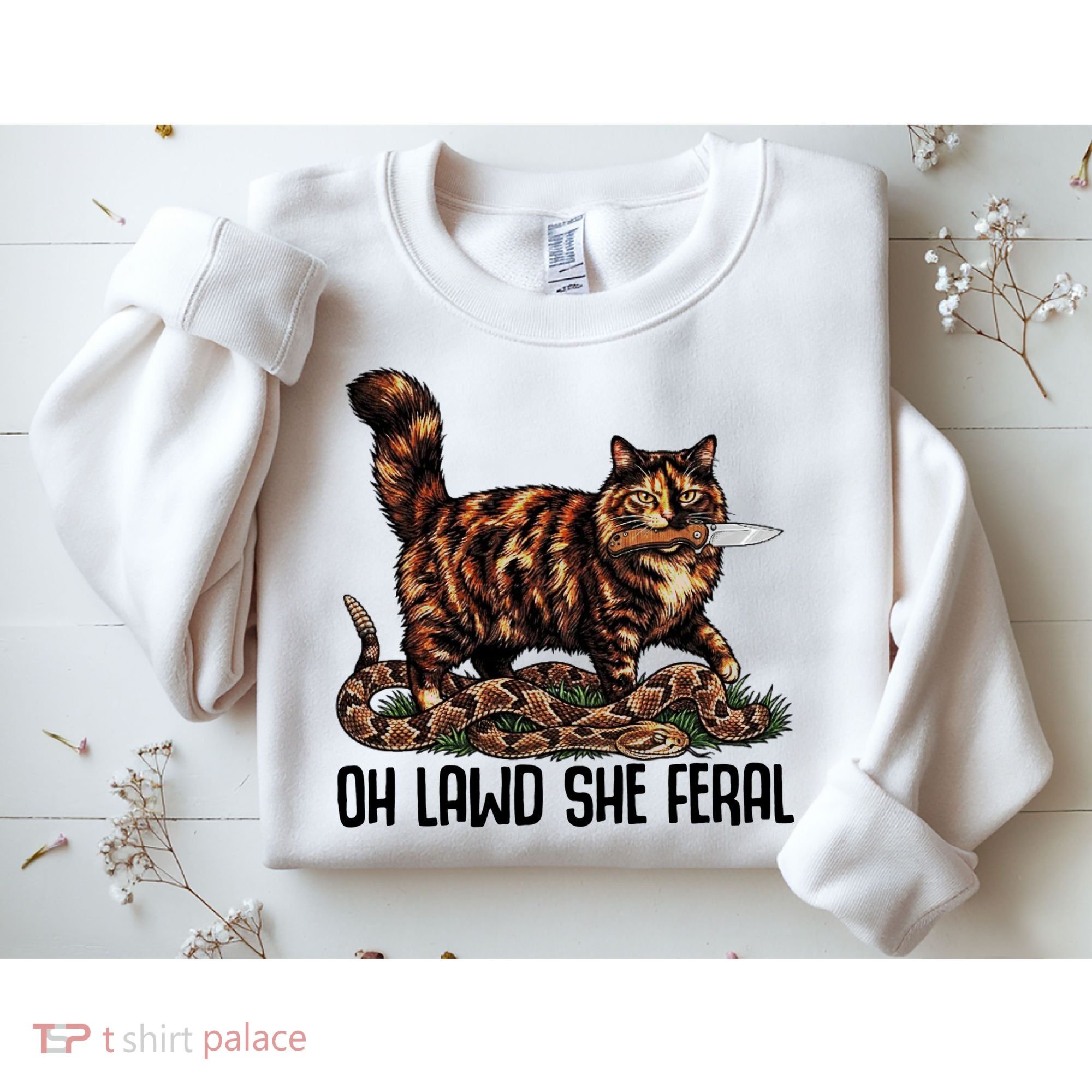 Oh Lawd She Feral Tortoiseshell Cat Sweatshirt