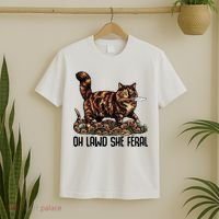 Oh Lawd She Feral Tortoiseshell Cat T-Shirt thumb 2