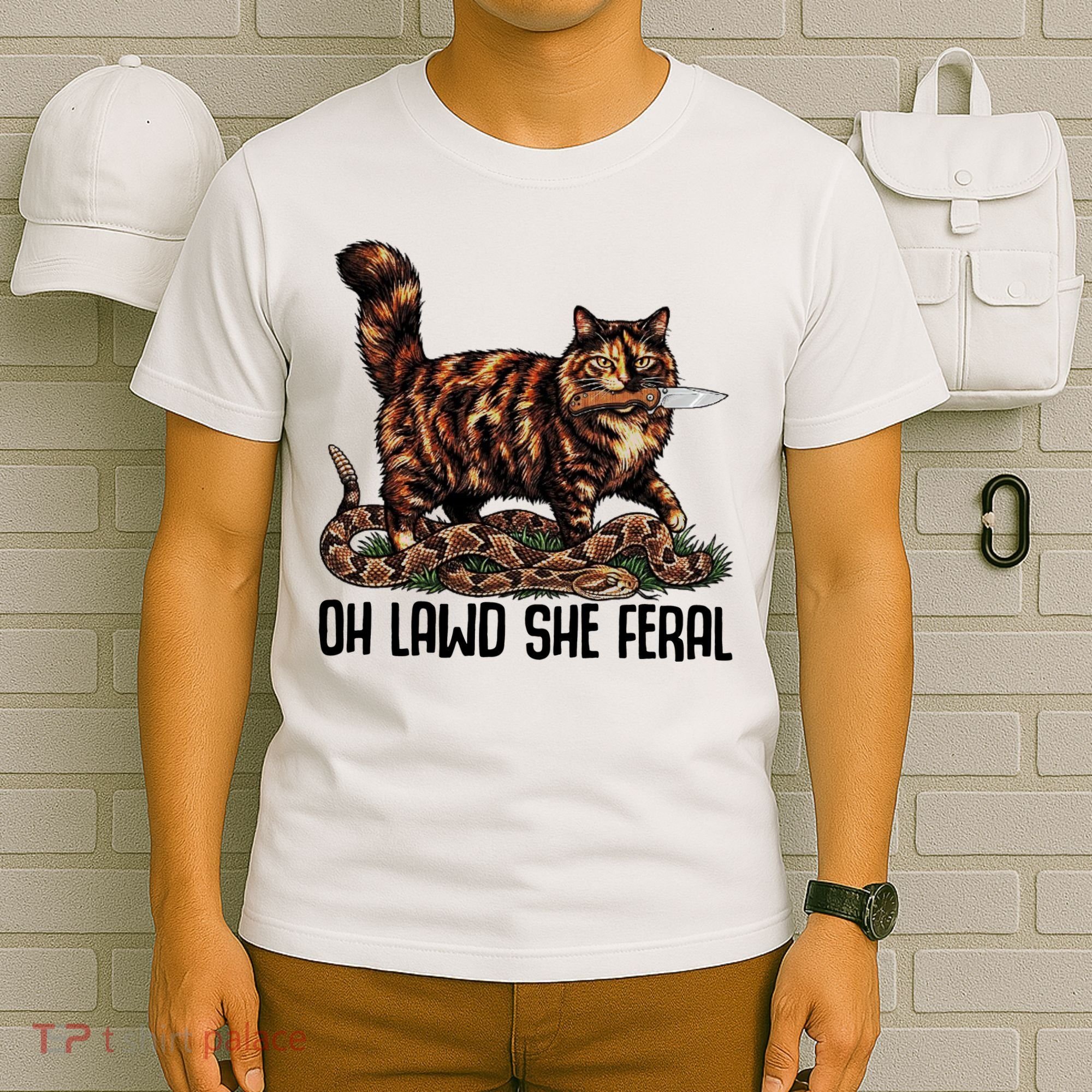 Oh Lawd She Feral Tortoiseshell Cat T-Shirt