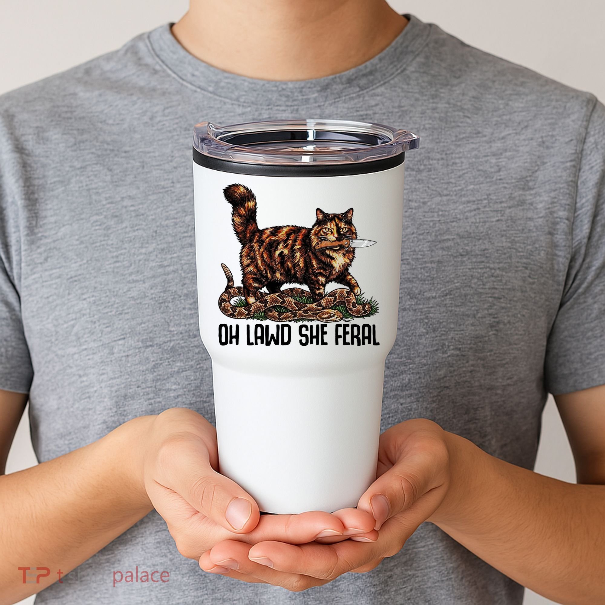 Oh Lawd She Feral Tortoiseshell Cat Tumbler