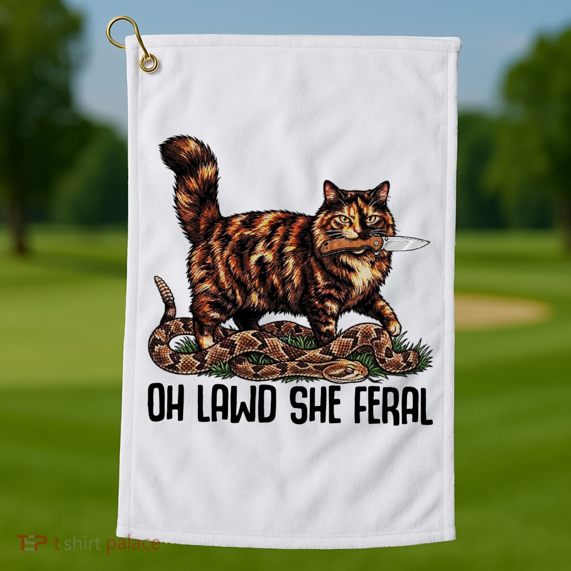 Oh Lawd She Feral Tortoiseshell Cat Golf Towel