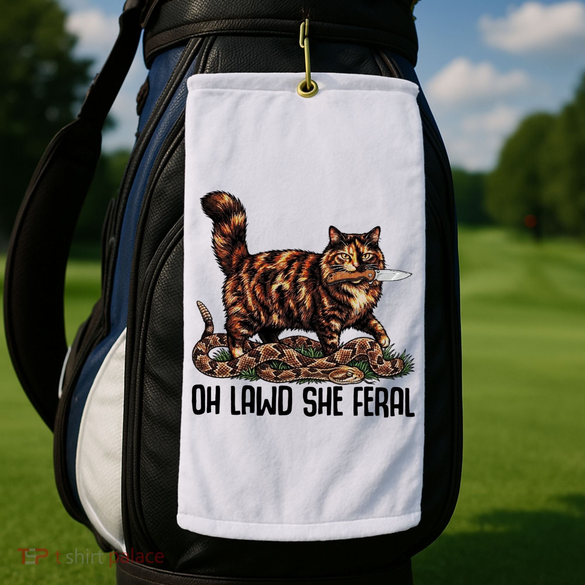 Oh Lawd She Feral Tortoiseshell Cat Golf Towel