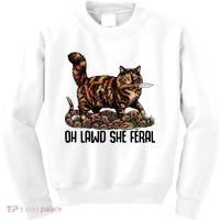 Oh Lawd She Feral Tortoiseshell Cat Kids Sweatshirt thumb 0