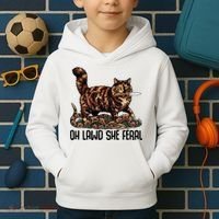 Oh Lawd She Feral Tortoiseshell Cat Kids Hoodie thumb 2