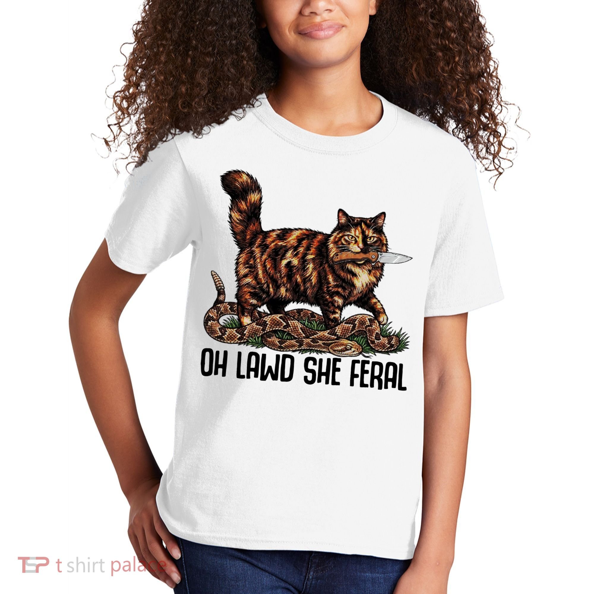 Oh Lawd She Feral Tortoiseshell Cat Kids T-Shirt