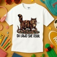 Oh Lawd She Feral Tortoiseshell Cat Kids T-Shirt thumb 3