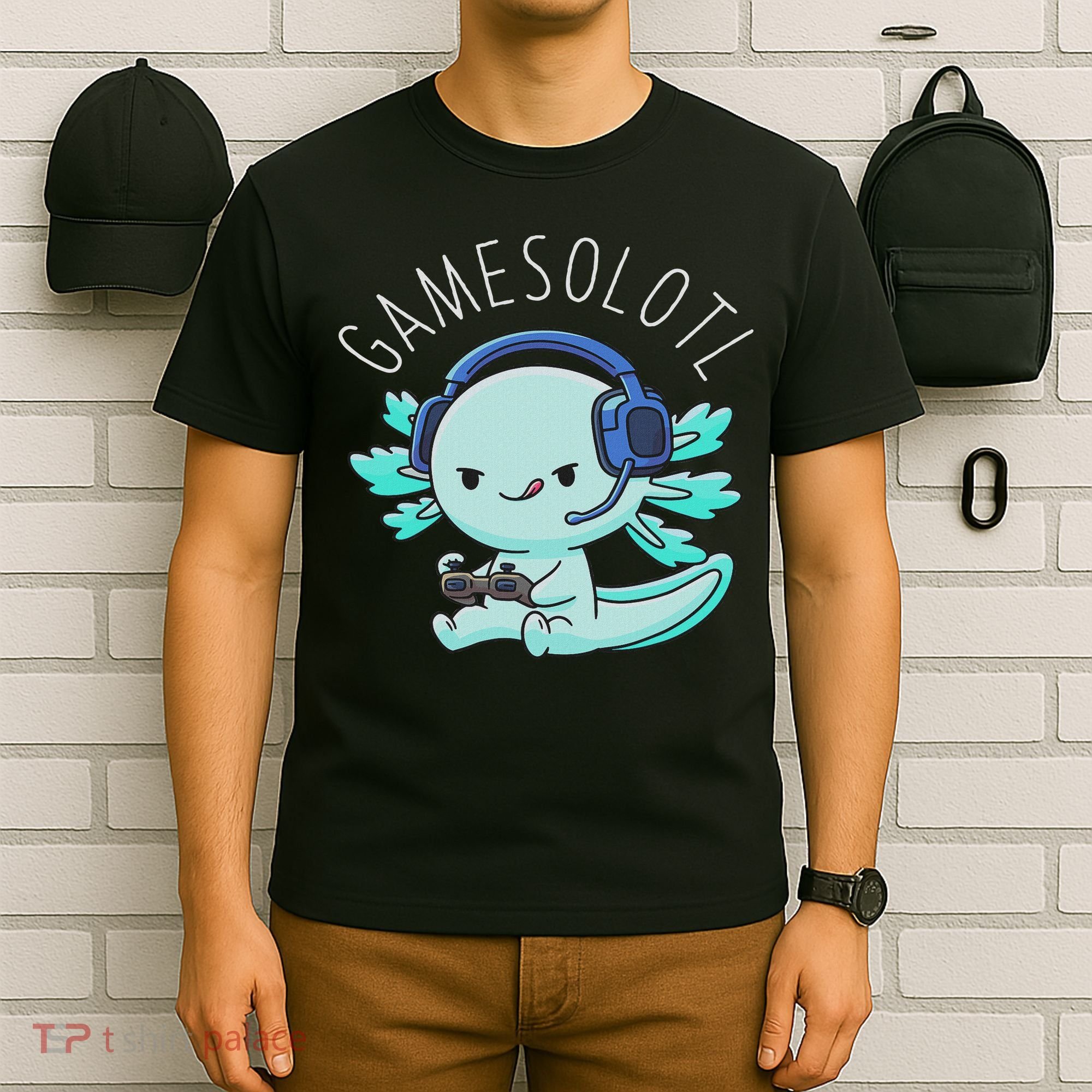 Otaku Lifestyle Threads Co. Gamesolotl Axolotl Gamer Anime Gifts Kawaii T-Shirt