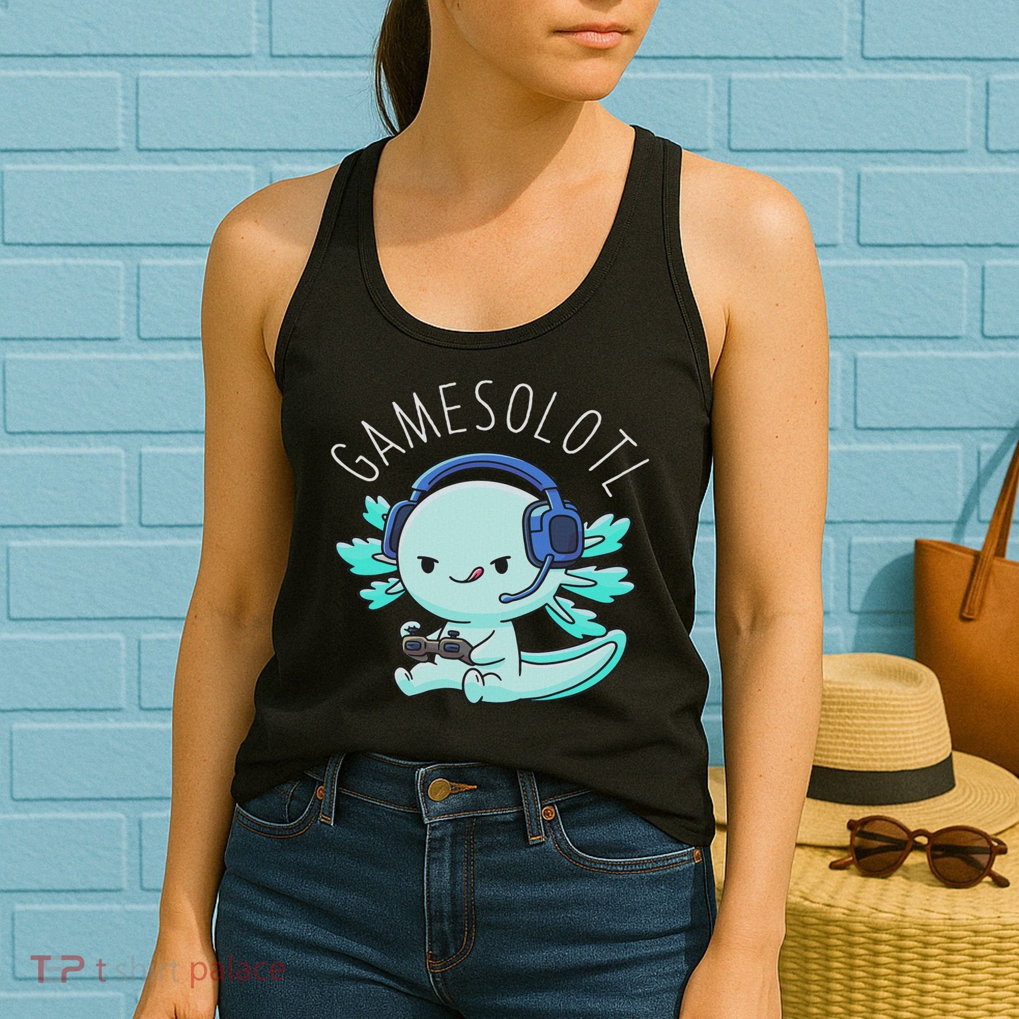 Otaku Lifestyle Threads Co. Gamesolotl Axolotl Gamer Anime Gifts Kawaii Women's Tank Top