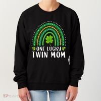 One Lucky Twin Mom Rainbow Saint Patrick's Day Mom Of Twins Women's Sweatshirt thumb 0