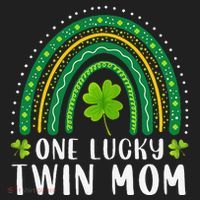 One Lucky Twin Mom Rainbow Saint Patrick's Day Mom Of Twins Women's Sweatshirt thumb 2