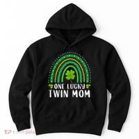 One Lucky Twin Mom Rainbow Saint Patrick's Day Mom Of Twins Hoodie thumb 0
